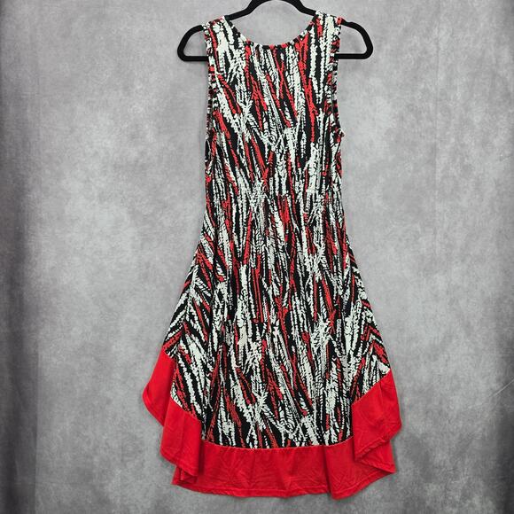 5th & Love Black Red Print High Low Sleeveless Flare Dress Extra Large XL - Picture 2 of 8